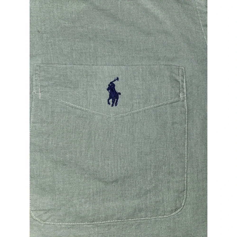 Mens Polo Ralph Lauren Classic Fit Button Up Linen Cotton Shirt Short Sleeve 2XL